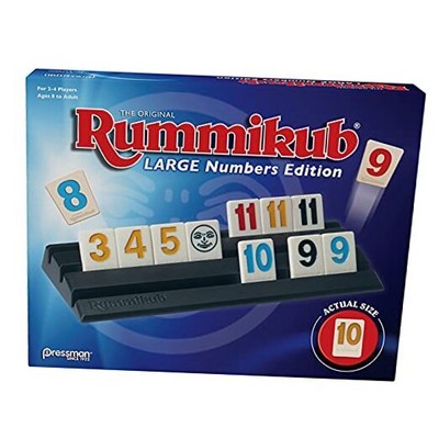 Pressman Rummikub Large Numbers Edition - The Original Rummy Blue, 5'' Tile Game