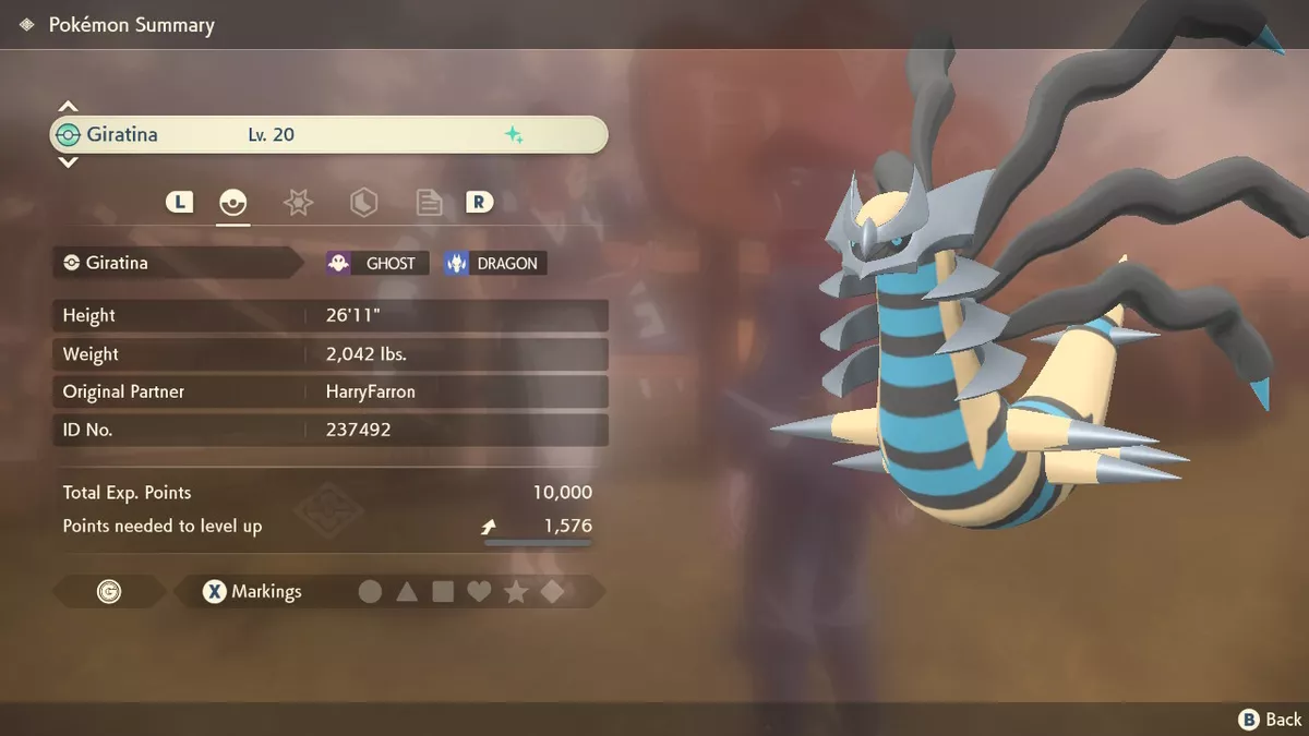 Pokemon Scarlet and Violet Shiny Giratina-Origin Form 6IV-EV