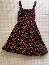 Up Front Cherry Pattern Sun Dress Vintage Style