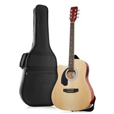 Left-Handed Dreadnought Cutaway Acoustic-Electric Full Size Guitar - Natural
