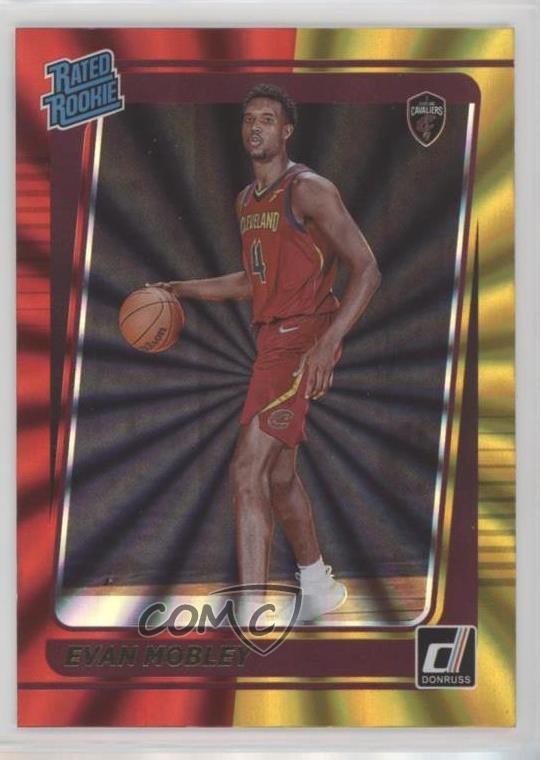 2021 Panini Donruss Rated Holo Red & Gold Laser Evan Mobley #225 Rookie RC 14sx