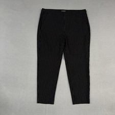 Liverpool Pants Womens 14 Black Pinstriped Tapered Ankle Stretch Pull On Dress