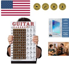 Laminated Guitar Chord Fretboard Note Chart Instructional Easy Poster for B...