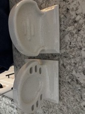 Vintage Speckled MCM Bathroom Toothbrush Holder Soap Dish Porcelain Salt Pepper