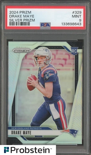 2024 Panini Silver Prizm #329 Drake Maye New England Patriots RC Rookie PSA 9