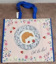 New TJ MAXX - Oh La La! Croissant Plate - Large Reusable Shopping Tote Eco Bag