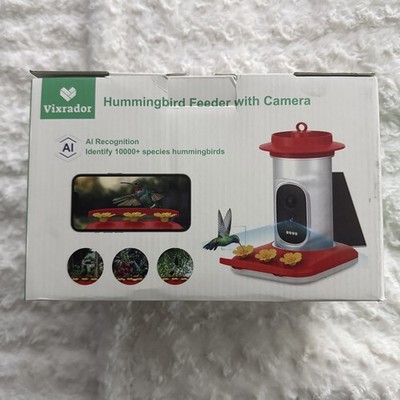 Vixrador Smart Hummingbird Feeder, HD Video Camera AI Recognition, Solar Powered