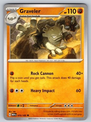 Graveler 075/165 Uncommon 151 Pokemon Near Mint