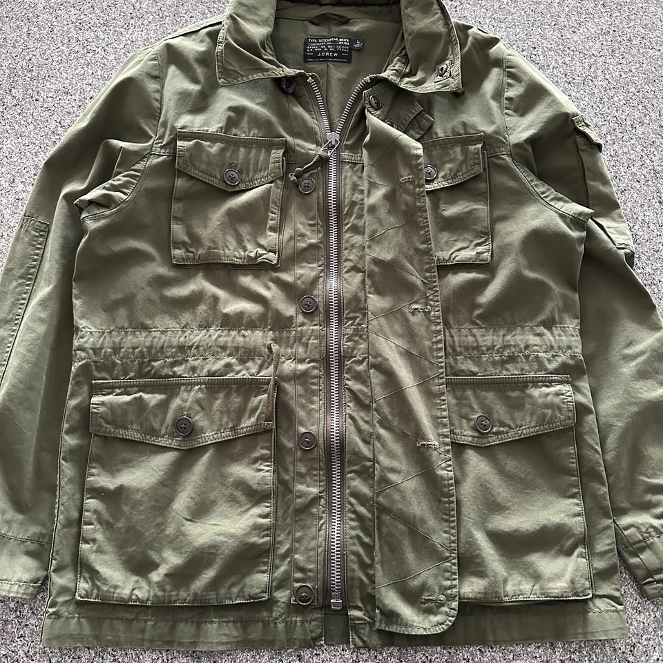J. Crew NX-631 M65 Military Mechanic Field Jacket Mens L Hooded Olive Moss - Image 2 of 4