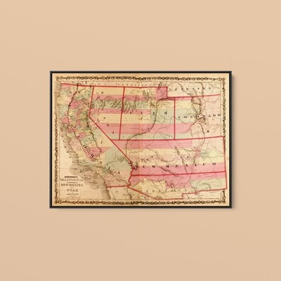 Vintage Maps - California and the Territories of Utah and Mexico - Art Print