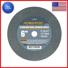 POWERTEC Bench Grinder Wheel 6 Inch 150 Grit 3/4" Thick 1/2" Arbor 15520