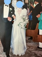 Vintage 1989 White Fit and Flare Wedding Dress - Excellent Condition in Box