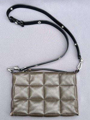 AllSaints Sheep Leather Eve Quilt Crossbody Messenger Bag Olive