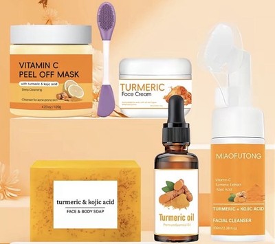 MIAOFUTONG Turmeric 5-Piece Skin Care Set Hydrating Brightening Face & Body