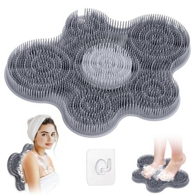 New Silicone Shower Foot Scrubber Mat, Large Wall-Mounted Back Scrubber Back ...