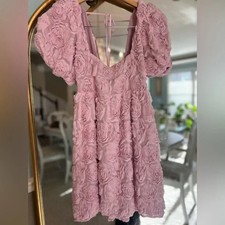 Show Me Your Mumu Smitten Dress – Rosette Textured Mini – Pink – Size M – NWT