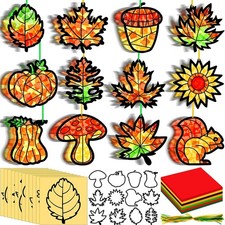 36 Set Thanksgiving Harvest Fall Suncatcher Crafts Kit DIY Autumn Leaf Pumpki...
