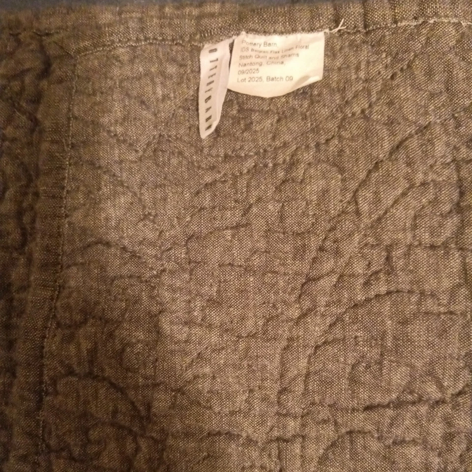 Pottery Barn Belga Lino Lino Floral Stitch King (Gris Carbón) Nuevo sin Etiquetas Foto 2 de 4