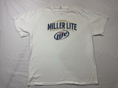 Miller Lite Shirt White Short Sleeve Beer Party Football Mens XL