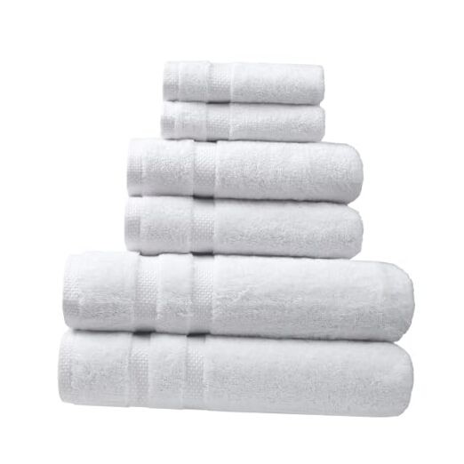 SOFE H&L Luxury Turkish Cotton Bath Towels 6-Piece White Set