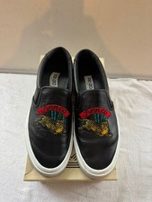 Kenzo skate shoes logo slip ons UK SIZE 9 embroidered designer leather black