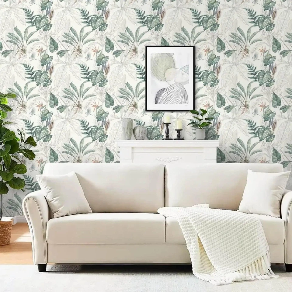 Tropical Palm Leaf Peel Stick Wallpaper Self Adhesive Green Removable Roll - Image 3 of 4