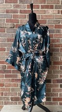 Satin Unbranded Floral Green Kimono Pajamas Sleepwear Bathrobe Sz Large