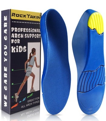 ROCK TAKIN Kids Arch Support Shoe Inserts, Children 5-7 M US Big Kid, Blue