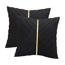 Velvet Throw Pillow Covers 22 x 22 inch Pack of 2 22" x 22" Pack of 2 Black
