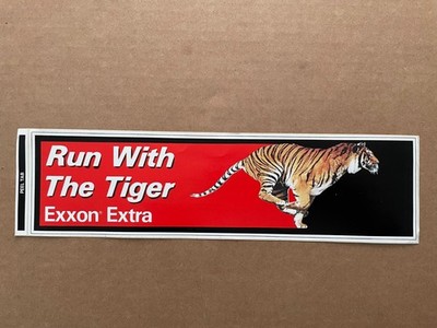 Vintage EXXON EXTRA Esso Gas Oil Label NOS Run with the Tiger #1