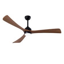 62" 3-Blade Wood Ceiling Fan with Light Remote, DC Motor, Matte Black