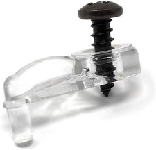 Clear Glass Cabinet Panel Retainer Clips with Screws 25 Pack, 3/16 Inch Offset 