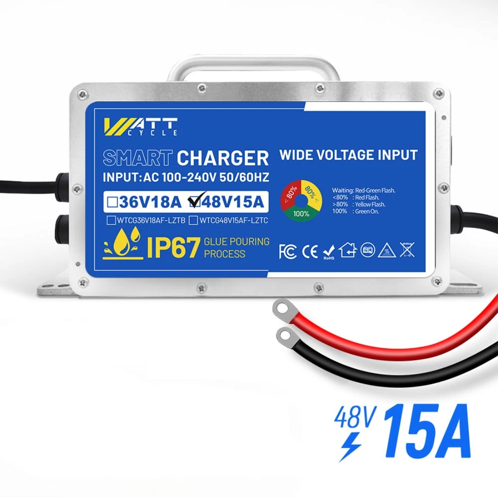 48V 15A LiFePO4 Lithium Battery Charger Aluminum Shell Fast Charging AU Plug