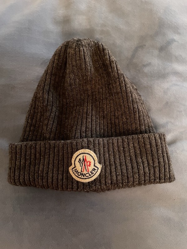 MONCLER Kids Unisex Gray Knitted Wool Hat Beanie Pre-owned