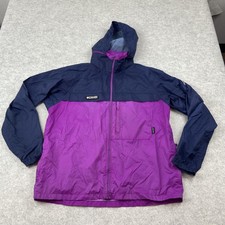 Vintage Columbia Jacket Youth 18-20 Purple Hooded Nylon Packable Windbreaker 90s