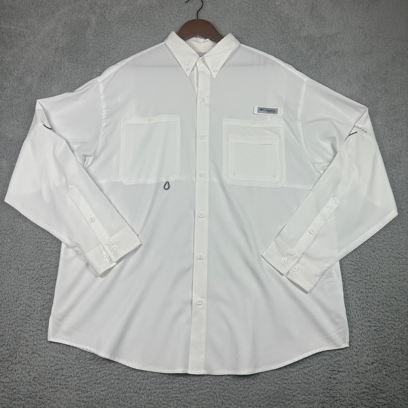 Columbia PFG Fishing Shirt Mens XL White Long Sleeve Button Down
