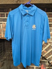 2012 Ryder Cup at Medinah-Team Europe Blue Polo Shirt Medium-Cutter and Buck