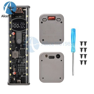 PD 65W Super Fast Charging Transparent Power Bank Case 8-Cell 18650   Box *qq
