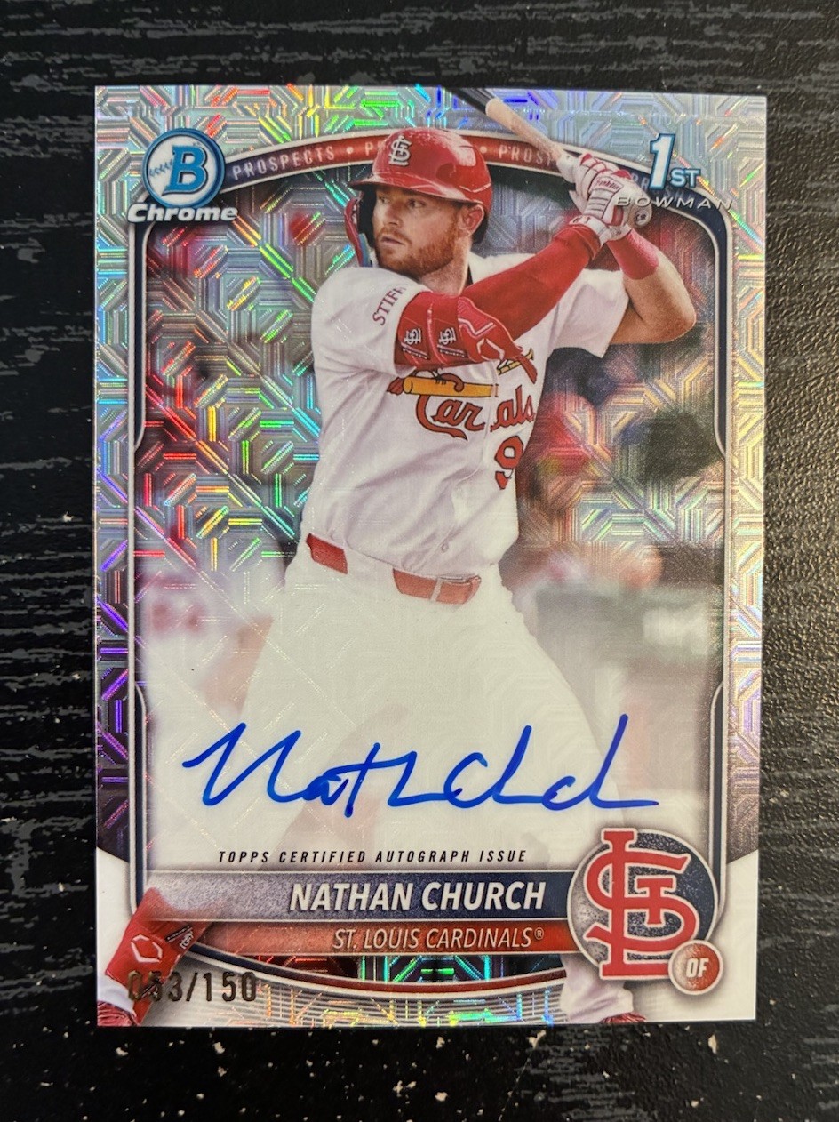 Nathan Church 2025 1st Bowman Chrome AUTO HTA Choice REFRACTOR 007/150 RC A6