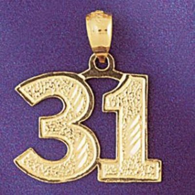 Number 31 Charm Pendant 14k Gold (2.2 Grams)