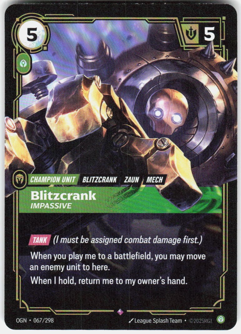 Blitzcrank Impassive Foil 067/298 Origins Riftbound League of Legends