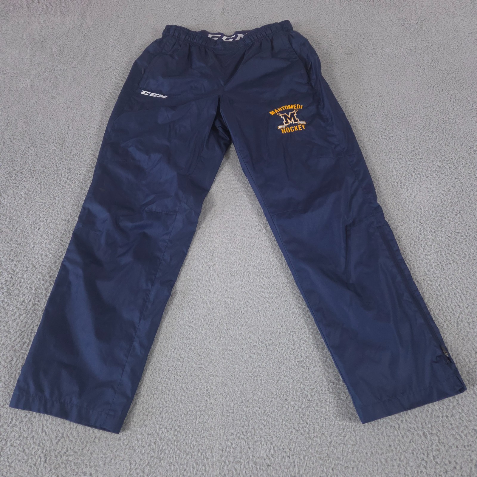 CCM Pants Mens M Navy Tactical Cool Ankle Zip Warm Up Hockey Track Windbreaker
