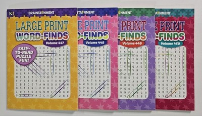 4 Large Print Word-Finds Puzzle Books Kappa Games Vol #447-450 ~ Search,Hunt 