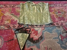NWOT green damask Victorian chic 3X Plus costume cosplay corset lace up top set
