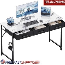 Compact Computer Desk W/ 3 Fabric Drawers Small Spaces Home Office Study New