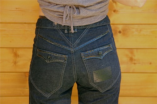Pretty jeans cotton and vinyl stretch flared MC PLANET size 36 NEW LABEL - Picture 8 of 11