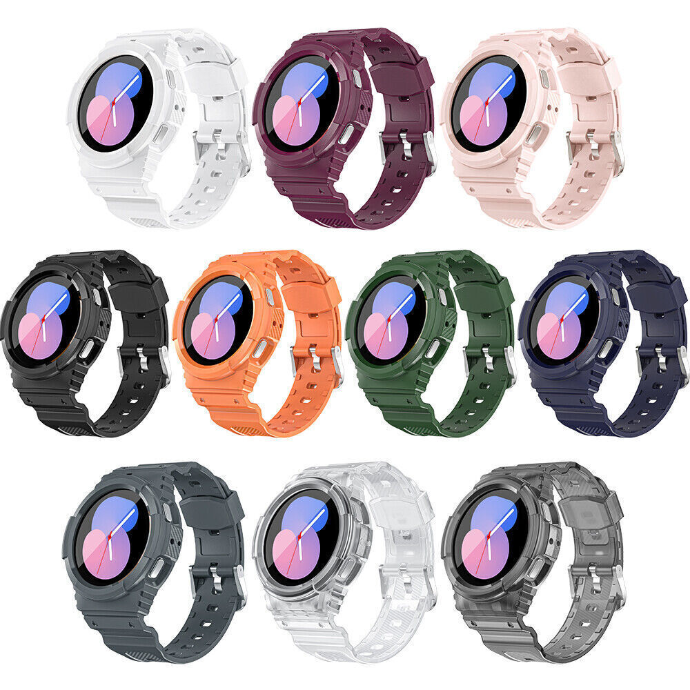 For Samsung Galaxy Watch 4 5 40/44mm Classic 42mm 46mm TPU Sport Band Strap+Case