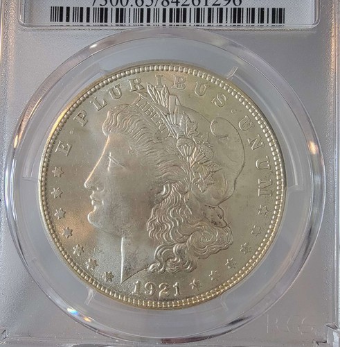 Dólar de plata Morgan 1921 S grado $1 graduación profesional MS65 muy bonito - Imagen 5 de 5