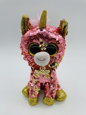 Ty Flippables Sunset Unicorn Beanie Boos Color Changing Sequin Plush 6 Inch