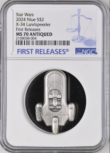 2024 Niue Star Wars X-34 Landspeeder 1oz Silver Coin $2 NGC 70 FR